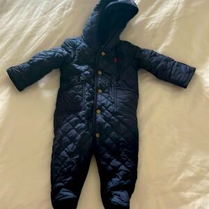 Ralph Lauren Quilted Navy Blue Pram w/ Fleece inside Sz 9 Months